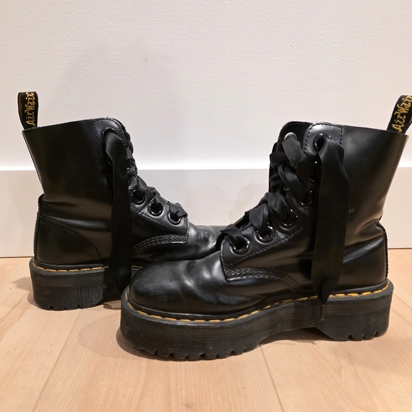 Dr. Martens Shoes - Dr Martens Molly Combat Boots High Top Shoes Boots Leather Black Womens 9 Grunge